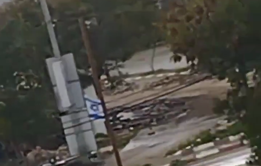 Thumbnail preview image for the video titled: Israeli soldiers detain a Palestinian family near Al-Hamama roundabout during their invasion of Jenin