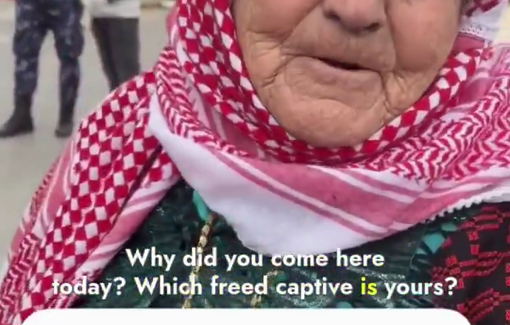 Thumbnail preview image for the video titled: Grandma joins the welcome of freed Palestinian captives