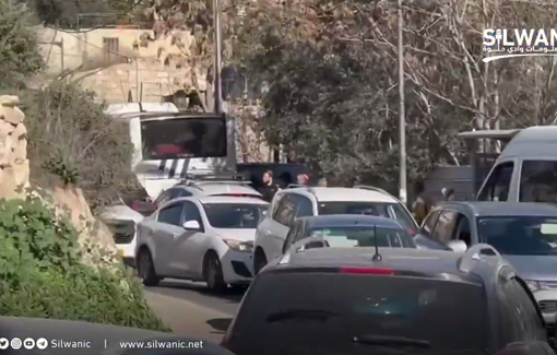 Thumbnail preview image for the video titled: Israeli forces arrested a bus driver causing traffic jams in the town of Silwan