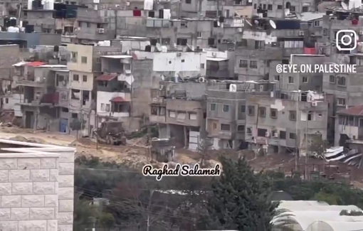 Thumbnail preview image for the video titled: Israelis bulldozers destroying the streets, infrastructure, pipe lines & access to buildings & public facilities in Nour Shams