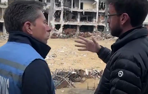 Thumbnail preview image for the video titled: OCHA chief inspects the remains of Al-Shifa Hospital