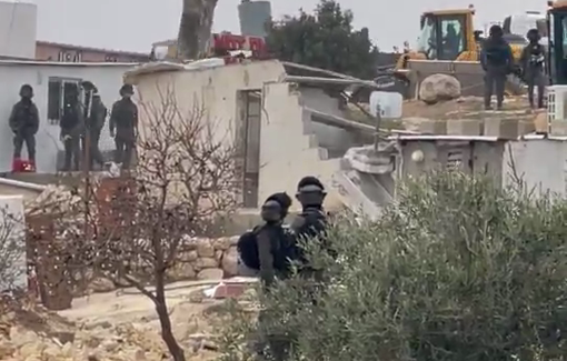 Thumbnail preview image for the video titled: Israeli bulldozers demolished several homes in Khallet Al -Dabaa yet , leaving families homeless