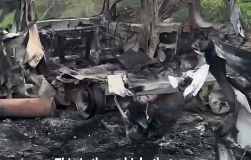 Thumbnail preview image for the video titled: An Israeli drone targeted and burned a vehicle in the Jenin refugee camp