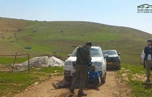 Thumbnail preview image for the video titled: Activists and MK Ofer Cassif toured the communities of Jordan Valley under Israeli settlers attacks