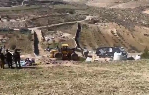 Thumbnail preview image for the video titled: 4 more houses demolished by Israeli bulldozer in Masafer Yatta