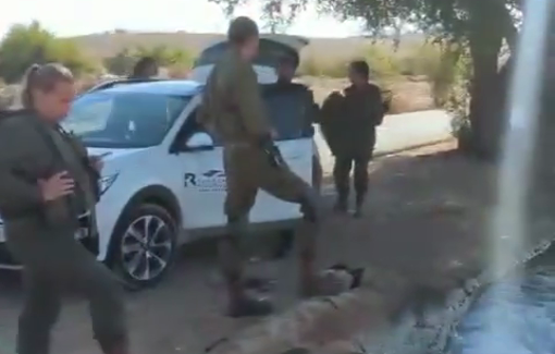 Thumbnail preview image for the video titled: In Ras al-Ein, Israeli army detained a Palestinian resident and removed from the place human rights activists