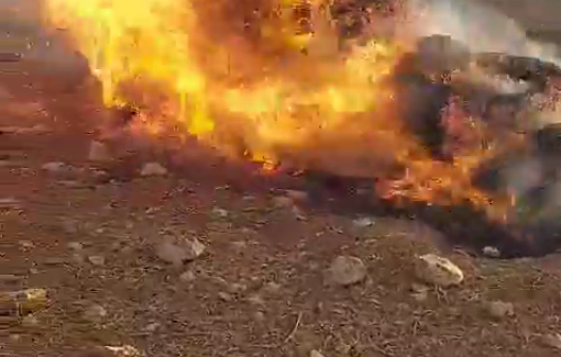 Thumbnail preview image for the video titled: Israeli settlers set ablaze the hay used to feed the sheep in Beni Naem