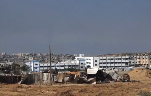 Thumbnail preview image for the video titled: UNRWA Middle school in Beit Hanoun blown apart by demolition explosives