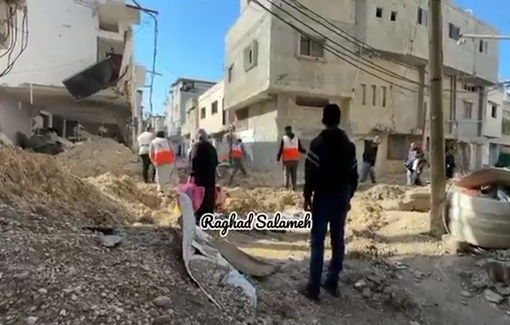 Thumbnail preview image for the video titled: PRCS teams helped 14 families in Tulkarm Camp move their belongings before the occupation demolished their homes