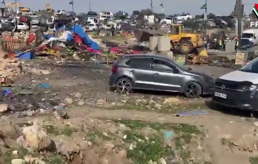 Thumbnail preview image for the video titled: Israeli bulldozers destroyed vegetable stands at the entrance to the town of Anata