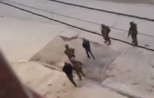 Thumbnail preview image for the video titled: Israeli soldiers arrest two Palestinian youths during their raid on Silwad town