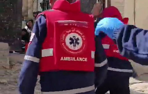 Thumbnail preview image for the video titled: Israeli soldiers shooting at rescue workers in Jenin RC