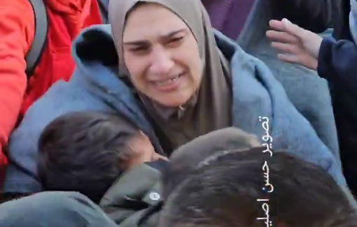 Thumbnail preview image for the video titled: Freed mother Asmaa Shatat embraces her children