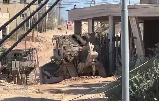 Thumbnail preview image for the video titled: Israeli army's bulldozers continue their systematic destruction of infrastructure in Jenin for the 39th day in a row