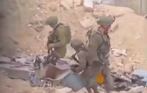 Thumbnail preview image for the video titled: Israeli troops looting the property of Palestinian families while raiding their homes in Jenin city