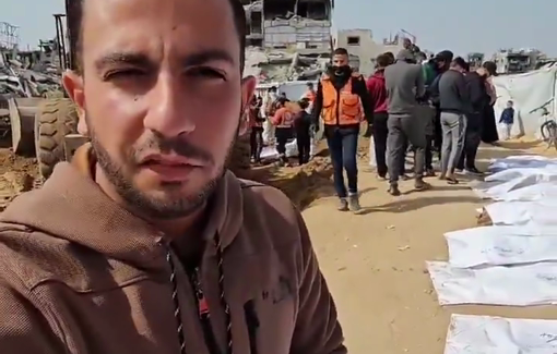 Thumbnail preview image for the video titled: Exhuming from mass graves dozens killed by the IDF in North Gaza for identification