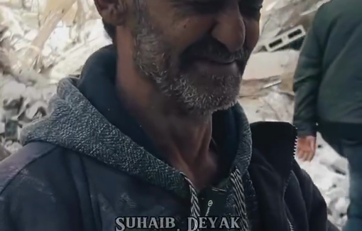 Thumbnail preview image for the video titled: An elderly man breaks down in tears upon returning to Nur Shams refugee camp to inspect his desroyed home