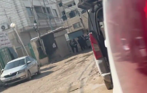 Thumbnail preview image for the video titled: Israeli soldiers detained Palestinian journalists in front of Jenin Governmental Hospital