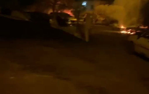 Thumbnail preview image for the video titled: Terrorist settler gangs attack the village of Umm Safa and burn Palestinian vehicles