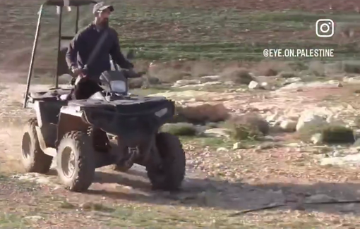 Thumbnail preview image for the video titled: Israeli settlers with ATV quad chased Palestinian shepherds in Jawaya village