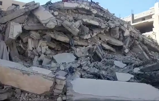 Thumbnail preview image for the video titled: Ruins of  Al Naser children hospital, ophthalmic hospital, the psychiatric hospital, and the Rantisi hospital in Gaza city after Israeli bombardment