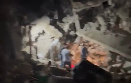 Thumbnail preview image for the video titled: IDF airstrike destroys annex of St. Porphyrius Orthodox Church, where 18 displaced people were killed