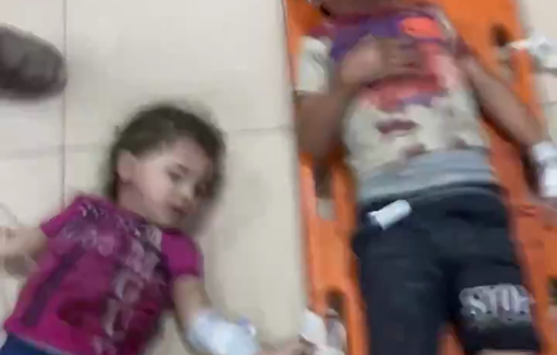 Thumbnail preview image for the video titled: Little children injured in IDF attacks in Nuseirat