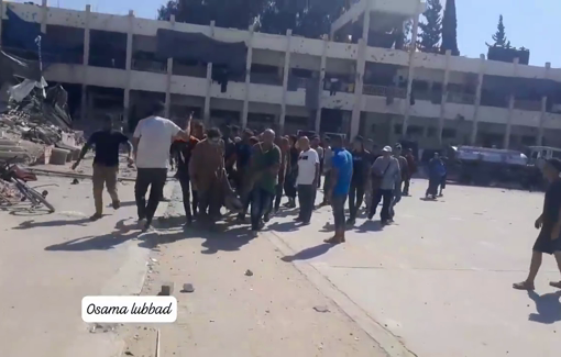 Thumbnail preview image for the video titled: Rescue efforts at Hassan Salama School after the IDF air strike on the shelter