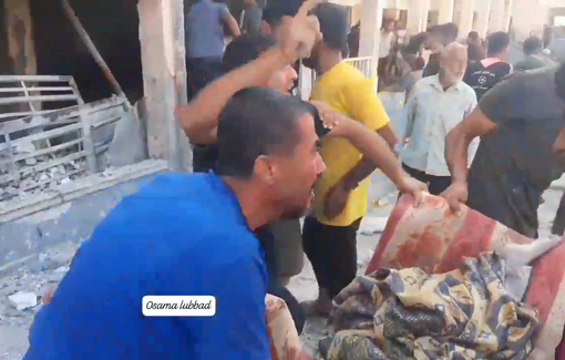 Thumbnail preview image for the video titled: Panic and rescue in Hassan Salama School after IDF airstrike on this shelter full of children