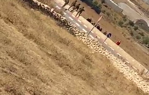 Thumbnail preview image for the video titled: IDF forced a group of Palestinian women out of their vehicle, made them sit on the ground in humiliation