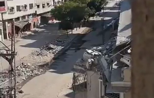 Thumbnail preview image for the video titled: Israeli drone open shooting terrorizes Zaytoun neighbourhood