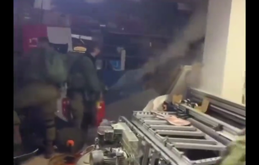 Thumbnail preview image for the video titled: Israeli soldiers smashing Palestinian shops for fun