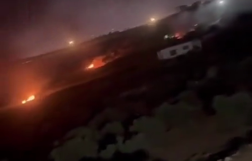 Thumbnail preview image for the video titled: Israeli settlers set fire to private property in Yatma village