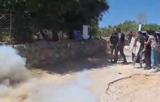 Thumbnail preview image for the video titled: IDF assaults activists protesting the theft of family private property in Al-Makhrour