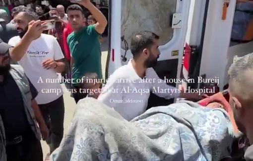 Thumbnail preview image for the video titled: Victims, mostly women, of Bureij strikes taken to hospital