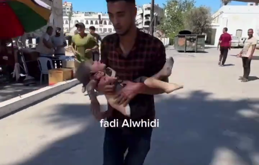 Thumbnail preview image for the video titled: A Palestinian child was rushed to the hospital after an Israeli air strike on a School