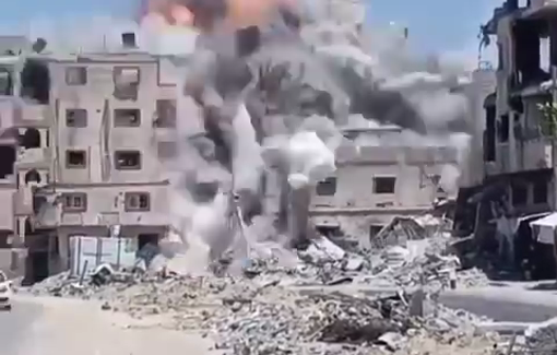 Thumbnail preview image for the video titled: View of destruction by IDF airstrike, Khan Younis