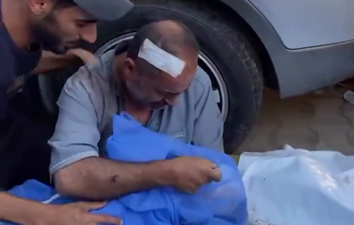 Thumbnail preview image for the video titled: Father mourns his children killed in Nuseirat strike, among 10 martyrs