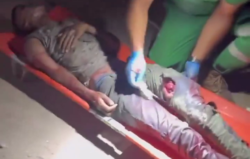 Thumbnail preview image for the video titled: Rescue efforts at Al Tabi'in school, bombed thrice