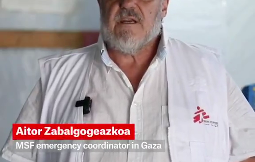 Thumbnail preview image for the video titled: MSF statement on GHF's massacred of aid seekers