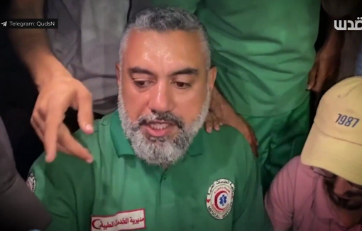Thumbnail preview image for the video titled: Journalists paramedics and relatives grieve journalists assassinated by Israel