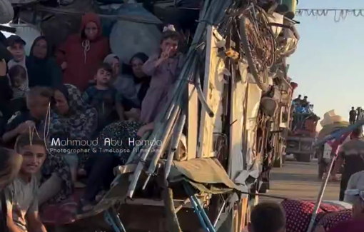 Thumbnail preview image for the video titled: Continued displacement from Gaza City pushed by Israeli bombardment