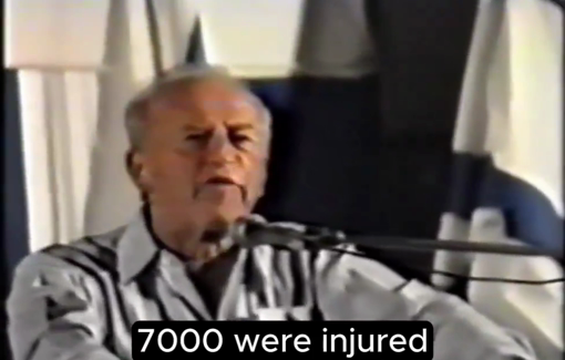 Thumbnail preview image for the video titled: 1988-crowd applauds YItzhak Rabin boasting his killing, injuring and detaining Palestinians