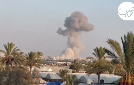 Thumbnail preview image for the video titled: Smoke billows from IDF bombing of a residential tower