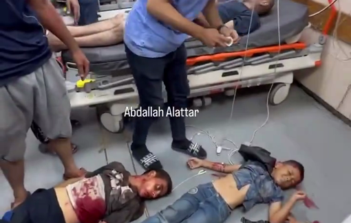 Thumbnail preview image for the video titled: Deir al-Balah market massacre: hospital strewn with victims