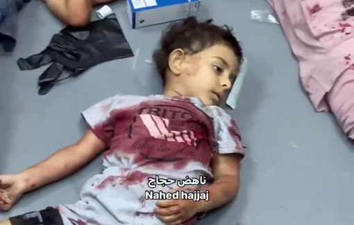 Thumbnail preview image for the video titled: Killed children on hospital floor after IDF strike on Deir al-Balah market