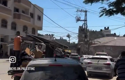 Thumbnail preview image for the video titled: Civilians on the move in Deir al-Balah following new displacement orders