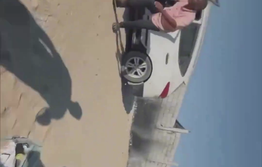 Thumbnail preview image for the video titled: Drone shoots displaced people in the "safe area" and wounds a child