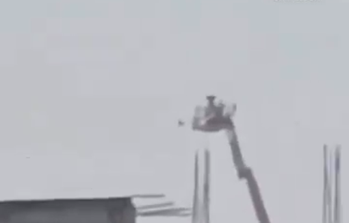 Thumbnail preview image for the video titled: IDF sniping towers: several cranes mounted with remote-controlled cameras and guns killing anyone in sight