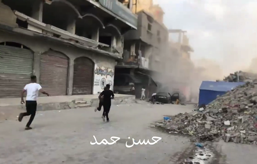 Thumbnail preview image for the video titled: First moments after IDF drone strike on a food stall in Jabalia